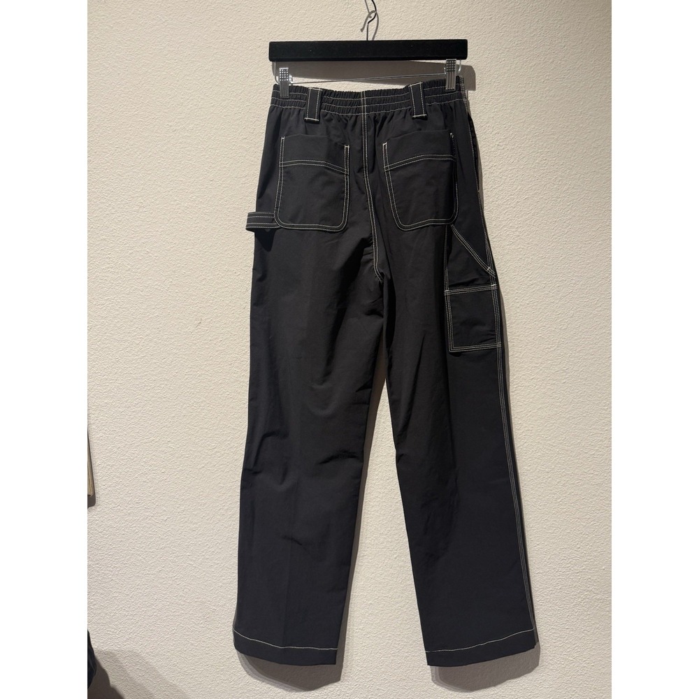 URBAN OUTFITTERS Women's Black Nylon Skate Fit Straight-Leg Carpenter Pants SZ S
